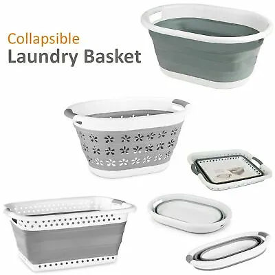 67l Folding Collapsible Laundry Basket Cloth Washing Space Saving Pop Up Bin • £8.45