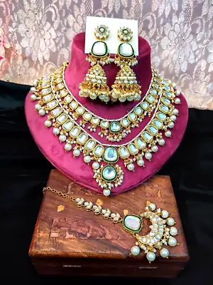 Indian Bollywood Gold Plated Kundan Choker Bridal Necklace Earrings Jewelry Set • $33.43