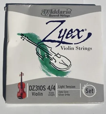 D'Addario Zyex Series Violin String Set 4/4 Light Tension Scale Length Silver D • $43.99