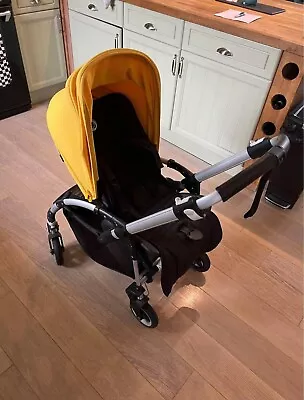 £112 • Buy Bugaboo Bee 5 Stroller - Including Rain Cover And Foot Muff. Yellow Hood