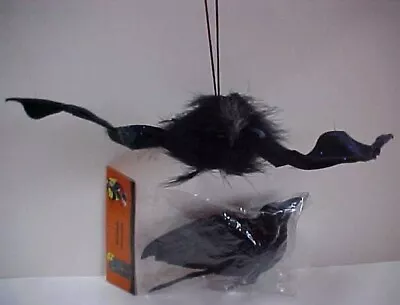 Vintage Halloween Black Raven Crow Hanging Black Bat Feathered • $25