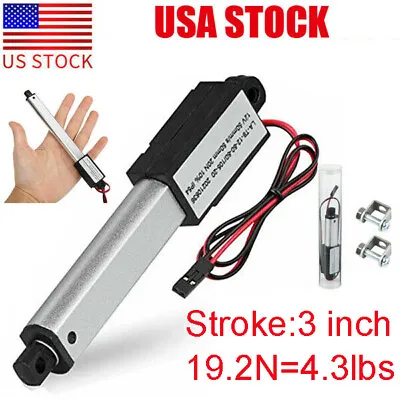 Electric Micro Linear Actuator Motor 19.2N 4.3lbs 12V 3  75mm Stroke Fast 2 /s • $28.99