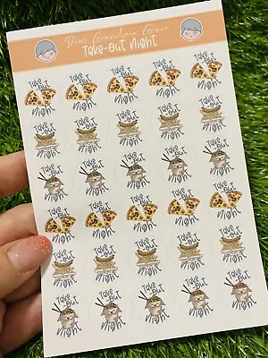 Take Out Night  🍕🌭🍔 Planner Stickers Journal Diary Cute Kawaii Sticker Sheet • £2.60