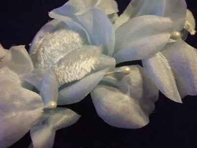 Vintage Millinery Flower G5 Organdy Velvet Chiffon Blue • $4.25