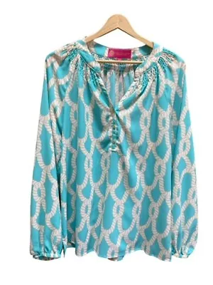 Macbeth Collection Womens Large Blouse Tunic Long Sleeve V Neck Popover • $12.99