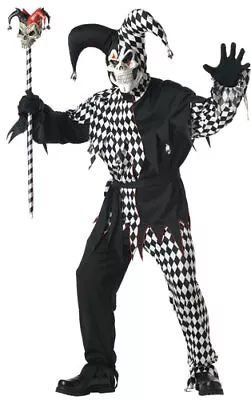 Adult Black/White Evil Jester Halloween Costume • $43.95