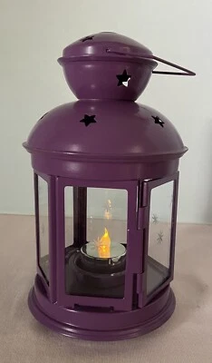 $12.99 • Buy IKEA Hanging Purple Lantern With Cutout Stars On Glass Windows