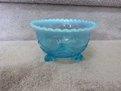 $34.99 • Buy VINTAGE Northwood Blue Opalescent Glass Footed Bowl 6.38  D X 3.88 T