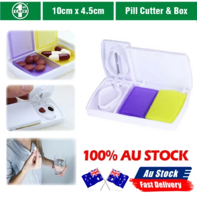 $6.89 • Buy Medicine Pill Holder Tablet Cutter Splitter Divider Convenient Travel Box