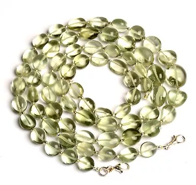 Natural Gem Prasiolite 9 To 16 Mm Size Smooth Nugget Beads Necklace 19  • $20.67