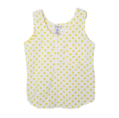 The Basics By Gitano Shirt Women Size Small White Yellow Polka Dot Sleeveless • $16.99