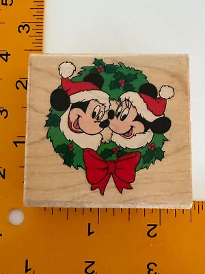 Mickey & Minnie Wreath Rubber Stamp By Rubber Stampede - Christmas! • $9.99