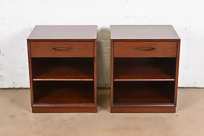 Henredon Mid-Century Modern Walnut Nightstands Newly Refinished • $2995