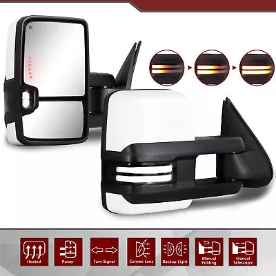 Painted White Tow Mirrors For 2003-2007 Silverado Sierra Smoked LED Switchback • $234.99