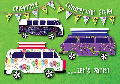 VW Campervan Inspired Cards Birthdays Party Invitations Anniversaries Wedding • £4.50
