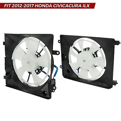 2PCS AC Condenser Radiator Cooling Fan For 2012-2015 Honda Civic 2013-2017 Acura • $78.99