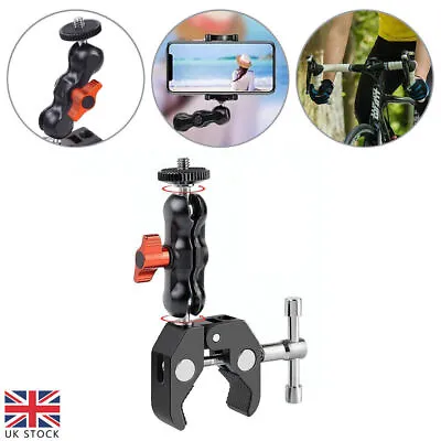 Camera Mount Clamp With 360° Ball Head Arm For DSLR Camera Field Monitor LED UK • £11.12