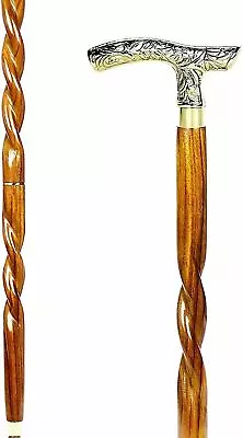 36 To 37  INCH Approx Victorian Brass Designer Handle Walking Spiral Stick Cane  • $32.26