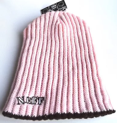 NEW NEFF Pink Woollen Knitted Slouch Hat Winter • £7.99