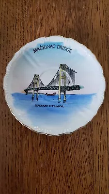 Vintage Mackinac Bridge/Mackinaw City Michigan Souvenir Plate Fairway Japan • $11