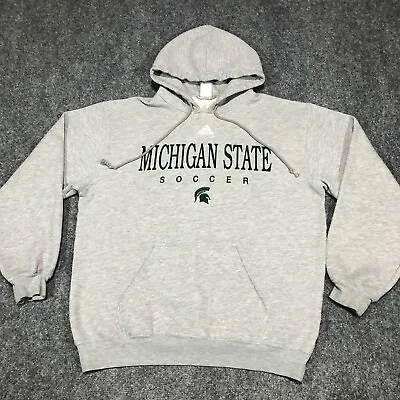 Michigan State Sweater Men S Gray Spartan Soccer Hoodie Sweatshirt Pullover 5917 • $16.96