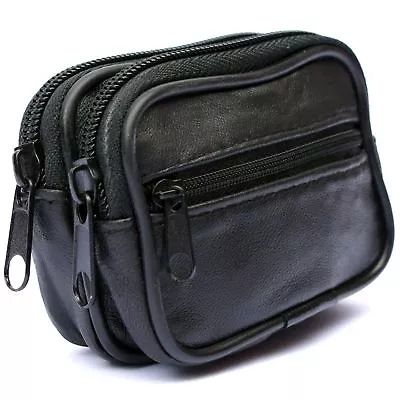 Mens Soft REAL Leather Belt Wallet Purse Pouch Bum Bag Loop Card Holder Case • £11.49