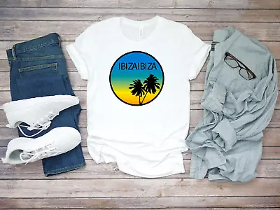 Ibiza Logo Paradise Tropical Landscape Short Sleeve White Men T Shirt F056 • $12.53