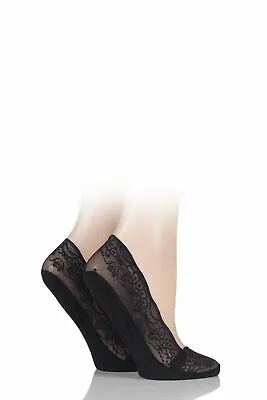£8.99 • Buy Ladies 2 Pair Elle Lace Shoe Liner Socks With Grip
