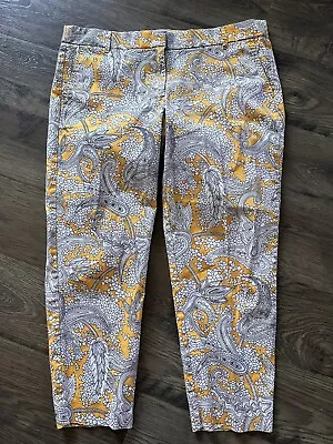 J Crew Stretch Yellow Paisley Printed Skimmer Dress Pants Size 12 • $20