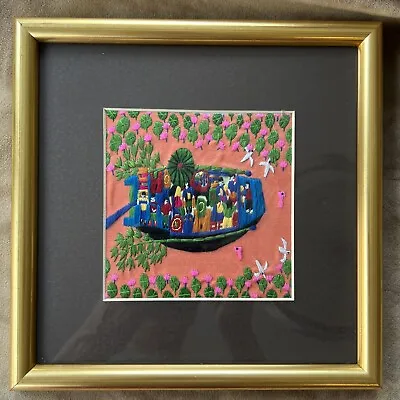 Zhang's Textiles Beijing China ~BOAT~ Framed Chinese Folk Art~ Silk Embroidery • $59.99
