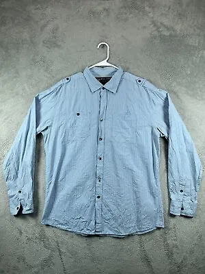 Mens Shirts XL Button Up Marc Ecko Cut & Sew Deadly Threads Blue Long Sleeve • $17.09