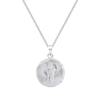 925 Sterling Silver Saint Jude Thaddeus Diamond-Cut Pendant Charm Necklace • $21.59