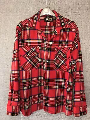 Men’s Rare 70s Vintage Red Tartan Plaid MoAc Mountain Activities Walking Shirt • £45