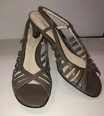 COLDWATER CREEK Basket Weave Heels Slingback Style Princess Pewter Size 10 • £29.18