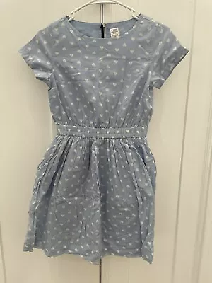 Girls Crewcuts By J.CREW Blue/white Heart Short Sleeve Fit & Flare Dress Sz 12 • $18