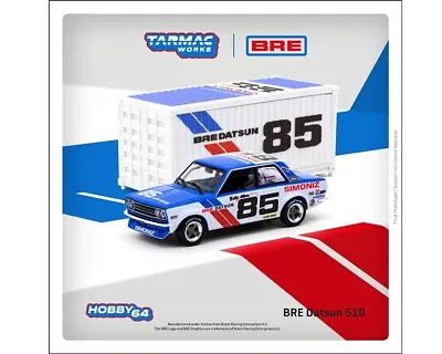Tarmac Works Bre Datsun 510 #85 (two-tone Blue/white) With Container - In Hand  • $42.90