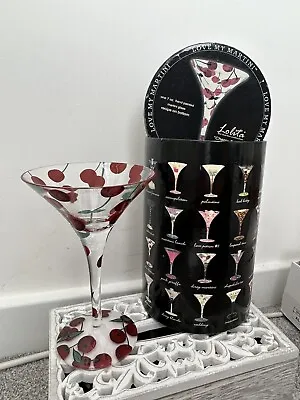 Lolita Cherry Bomb Hand Painted Cocktail Glass I Love My Martini Tag & Boxed • £16