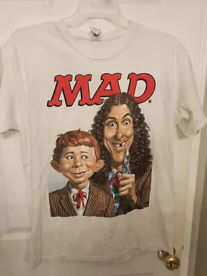 Mad Magazine Weird Al White T Shirt Alfred E Newman Tooth Pull Men XL • $49.99