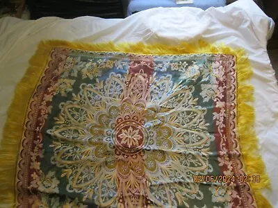 Vintage Elegant Small Piano Scarf/Shawl/Table Topper W/ Fringe-41” Sq. Italian • $20