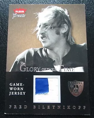 $20 • Buy Fred Biletnikoff 2004 Fleer Greats Silver Authentic Game Worn Jersey Patch Card 