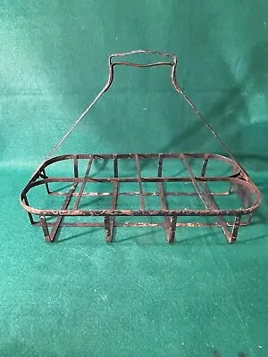 VINTAGE Oil Glass Bottle Wire Carrier Basket Gas Station Garage Service Station • $39.95