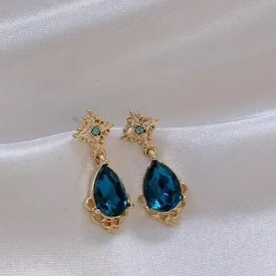 3Ct Pear Lab Created Sapphire Women's Drop/Dangle Earrings 14KYellow Gold Plated • $125.99