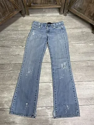 Vigoss Jeans Women's Size 7/8 Straight Leg Medium Wash Destressed Blue USA Made • $12