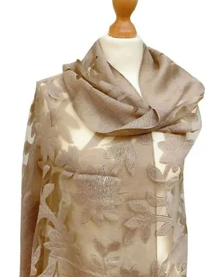 Premium Floral Organza Silky With Meshes Scarf Pretty Gorgeous Hijab Shawl Wrap  • £7.99