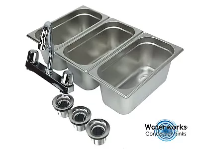 Concession Sink 3 Compartment Portable Stand Food Truck Trailer 3 Small W/Faucet • $93.95