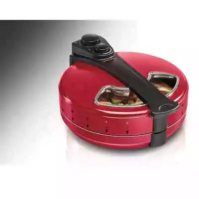 Pizza Maker Beach Hamilton Enclosed Oven Model Rotating Red Electric Cooker New • $71.99