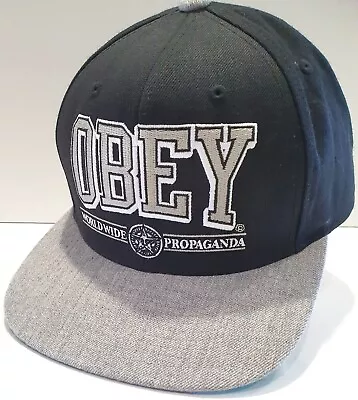 Obey Worldwide Propaganda Black/grey Snapback Cap • $18.50