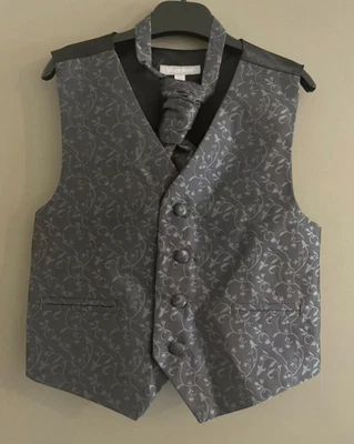 £5.99 • Buy Debenhams Blue Zoo Grey Silver Formal Waistcoat And Cravat Boys Age 6 Wedding