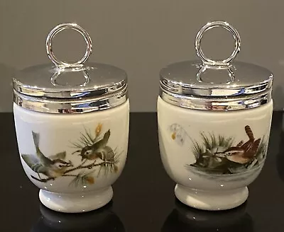 Vintage Royal Worcester Birds Pair Egg Coddlers 2.5  England Porcelain • $29.91