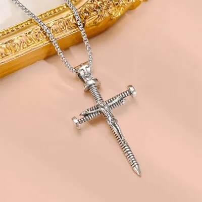 $2.13 • Buy Cross Pendant Necklace For Women Mens 925Silver Gold Chain Charm Wedding Jewelry